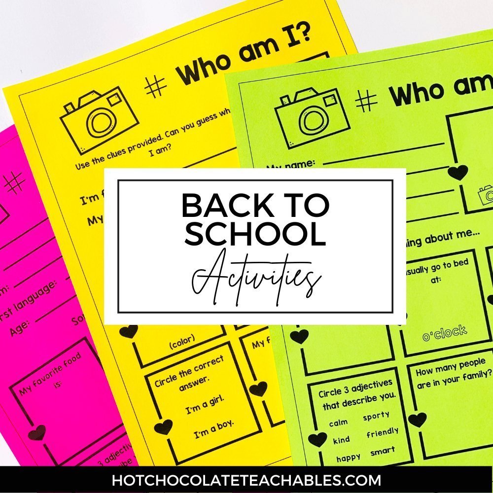 5 Easy ESL Back to School Activities - Hot Chocolate Teachables