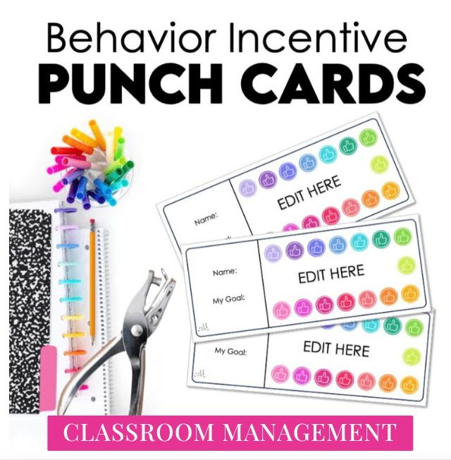 classroom & student reward punch cards for teachers