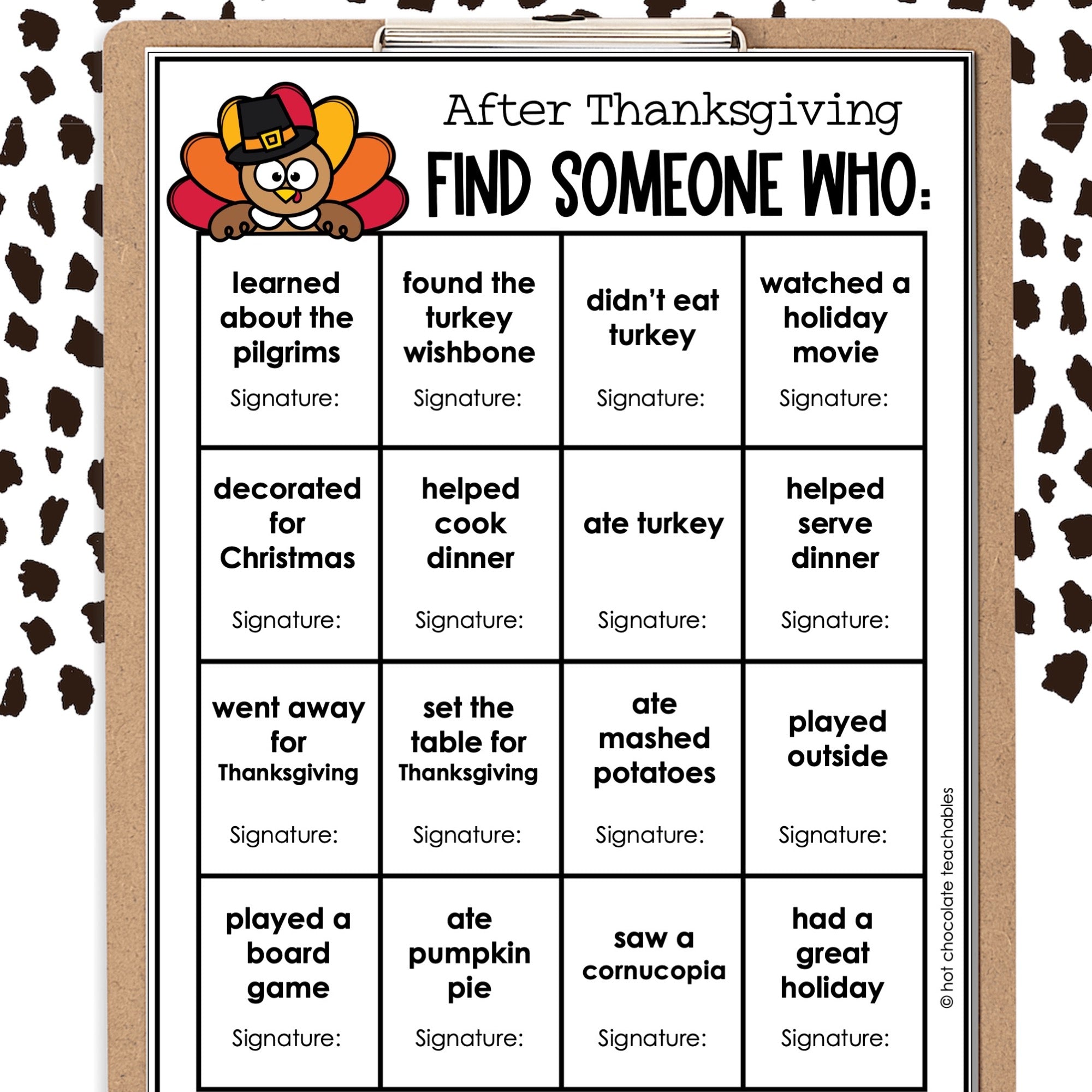 Thanksgiving in The Classroom - Hot Chocolate Teachables