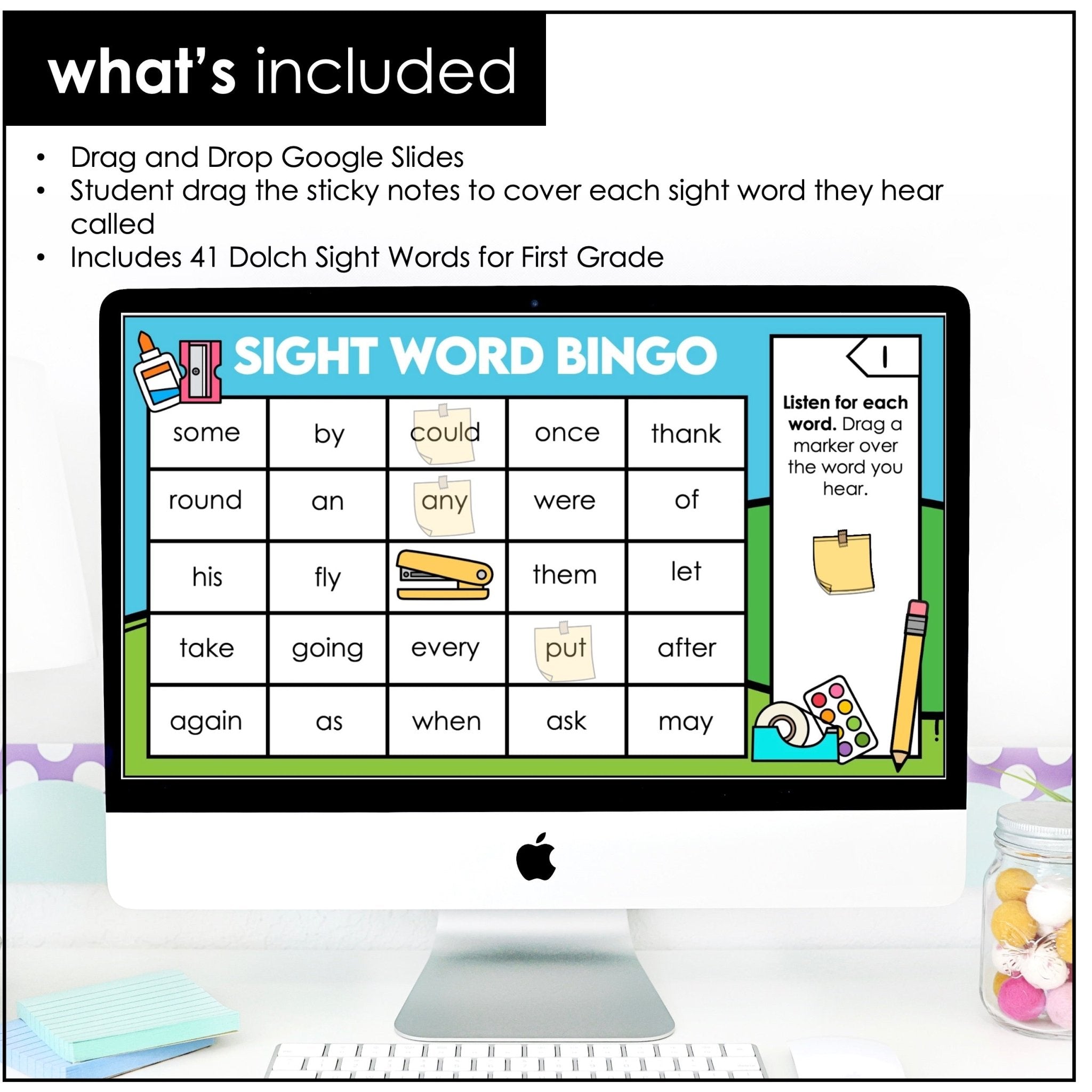 1st Grade Sight Word Bingo - Print & Digital - Hot Chocolate Teachables