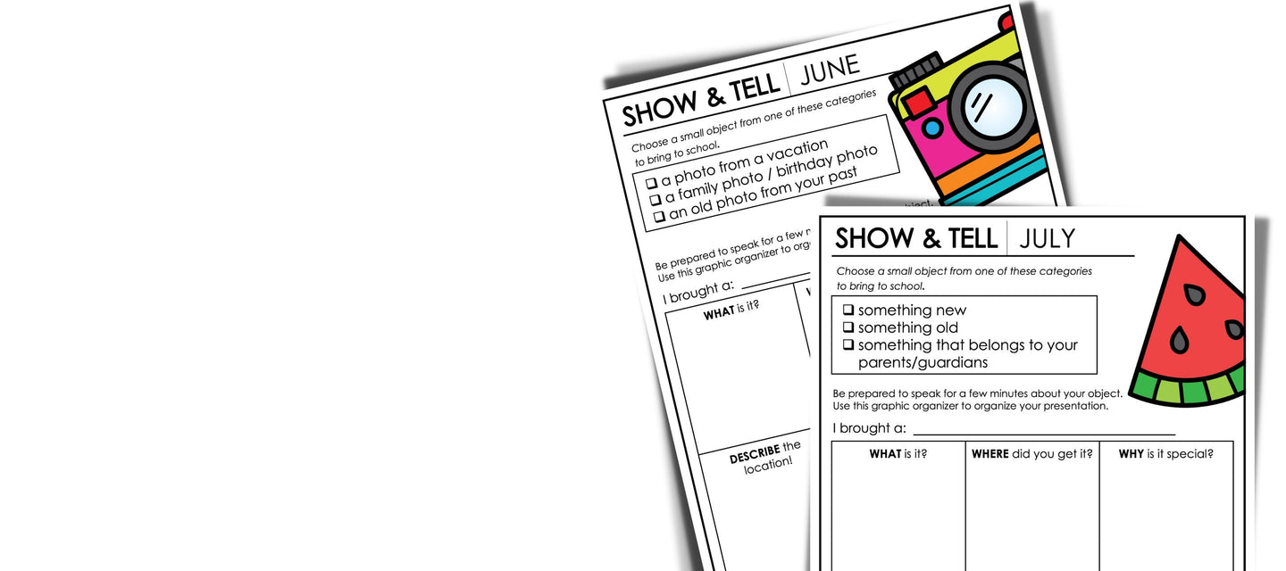 Show and Tell Printable Worksheet for ESL - Speaking Activity