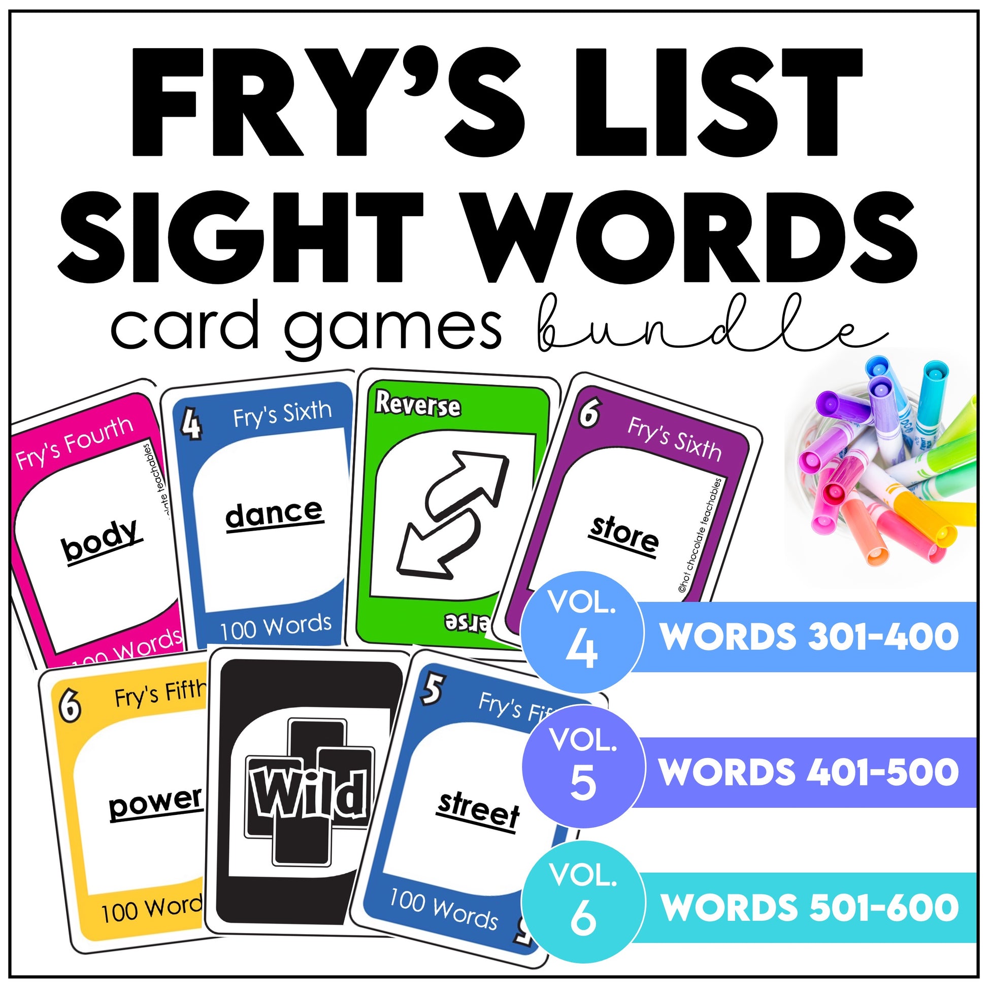 Fry’s Second 300 Sight Words Card Games – Grades 3–5 (Words 301–600) - Hot Chocolate Teachables