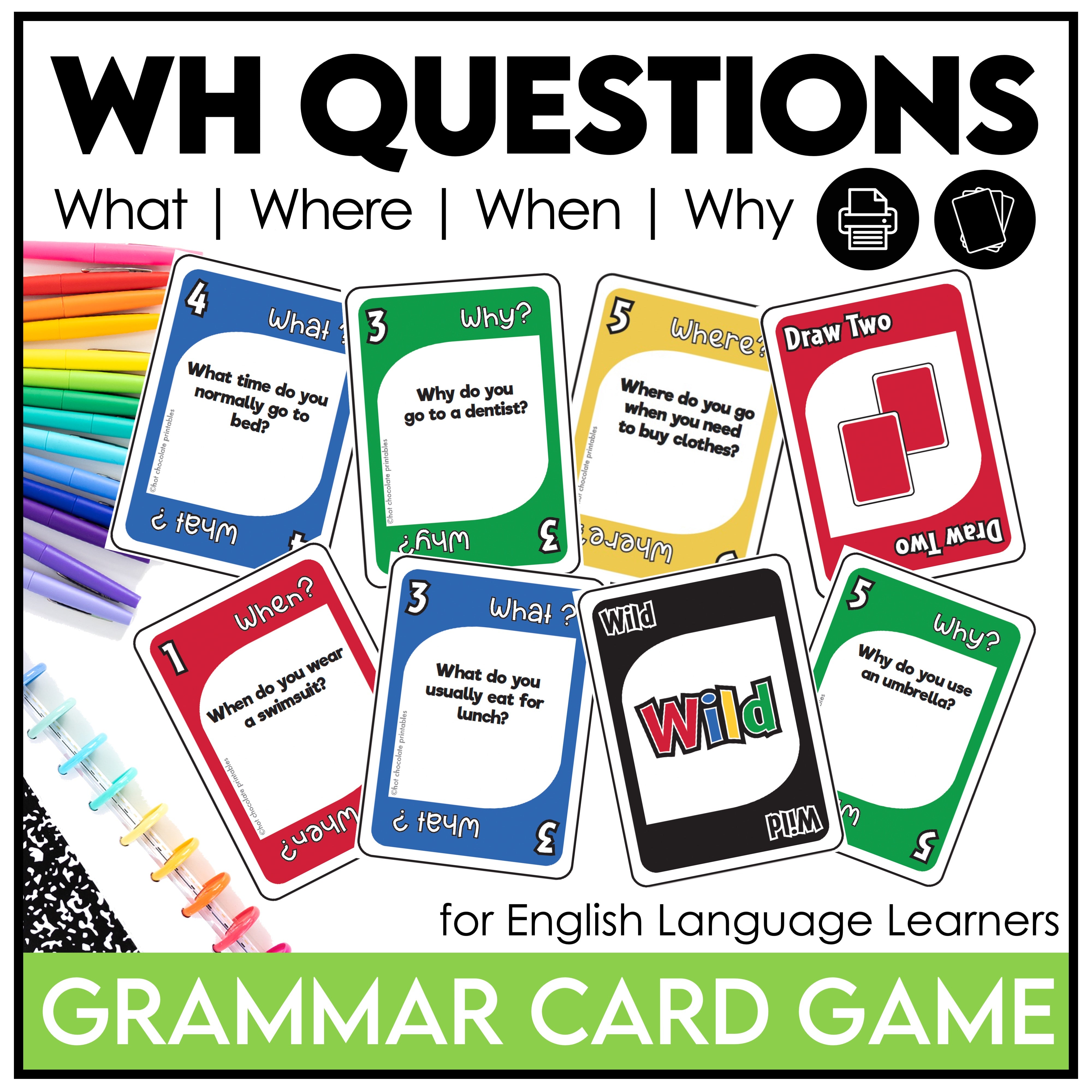 ESL Verb Tense Games BUNDLE | Present, Past, Irregular, Questions, Ice Breakers