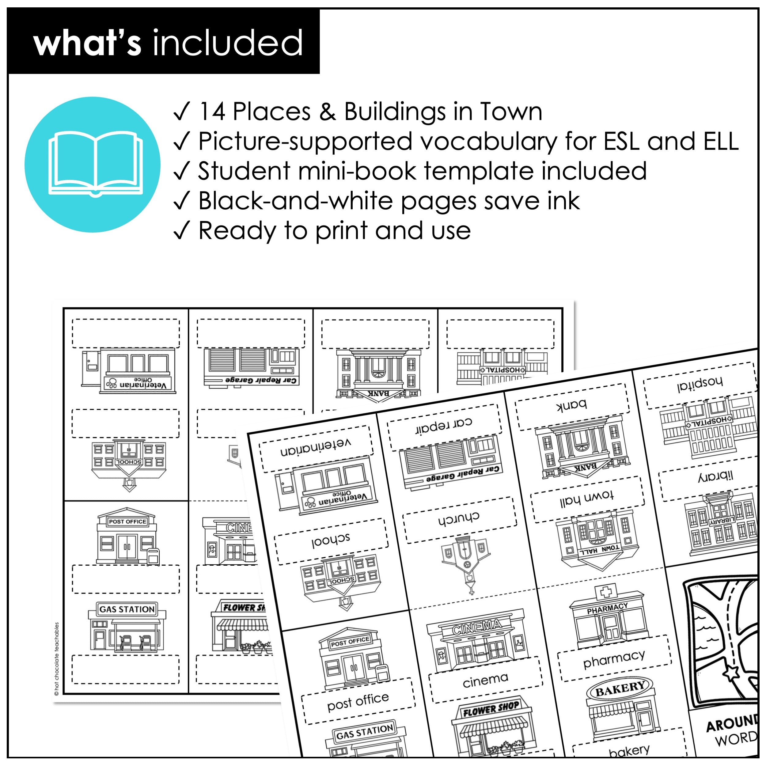 Places & Buildings in a Town or City Vocabulary Building Mini-Book