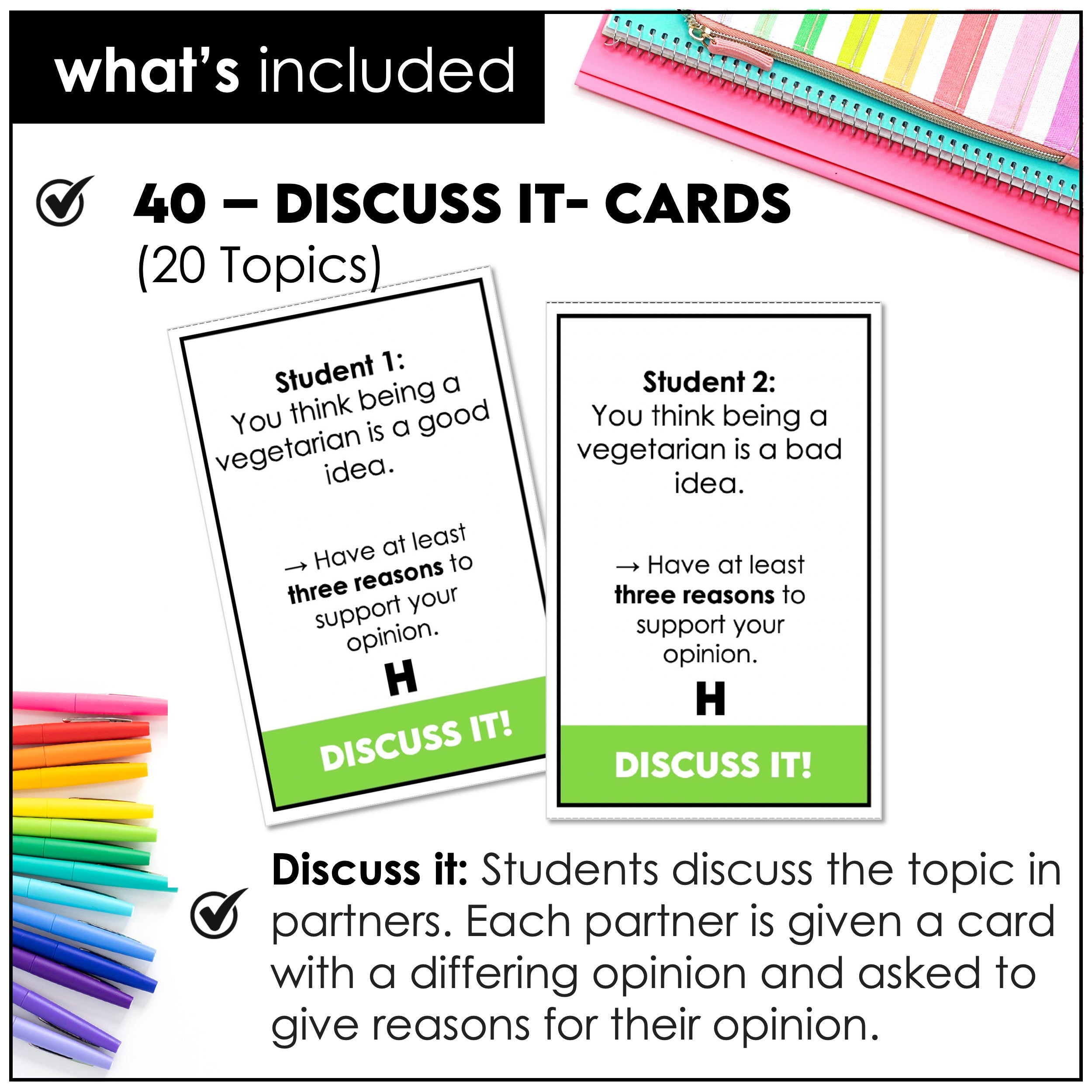 ESL Speaking Prompts – Discussion Activity Cards to Explain & Discuss Topics