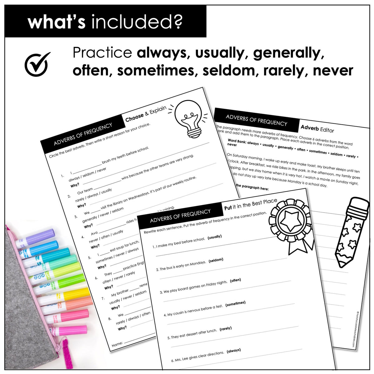 Adverbs of Frequency Worksheets – ESL “How Often?” Practice - Hot Chocolate Teachables