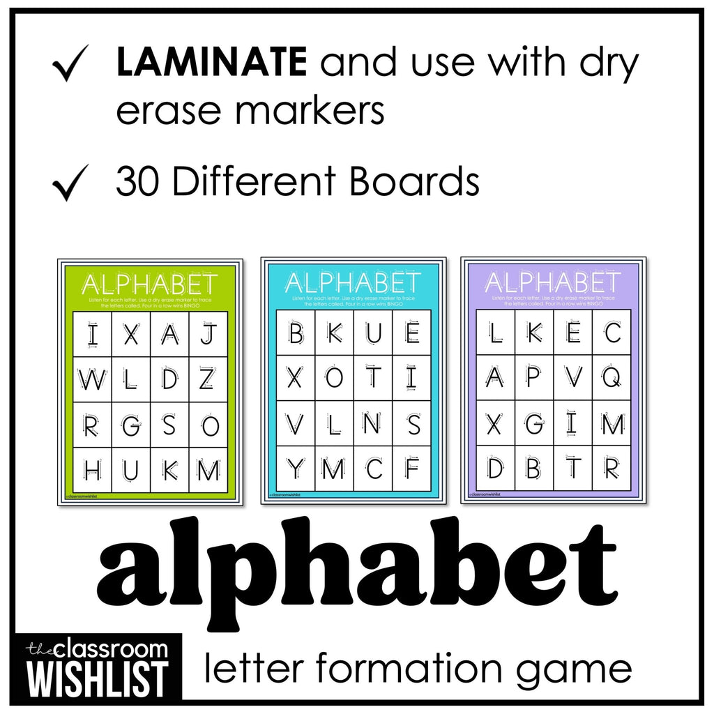 Alphabet Letter Formation Bingo Game | Practice Lowercase Letters - Hot Chocolate Teachables