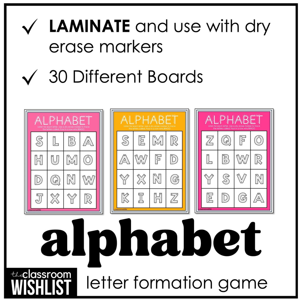 Alphabet Letter Formation Bingo Game | Uppercase Letter Tracing - Hot Chocolate Teachables