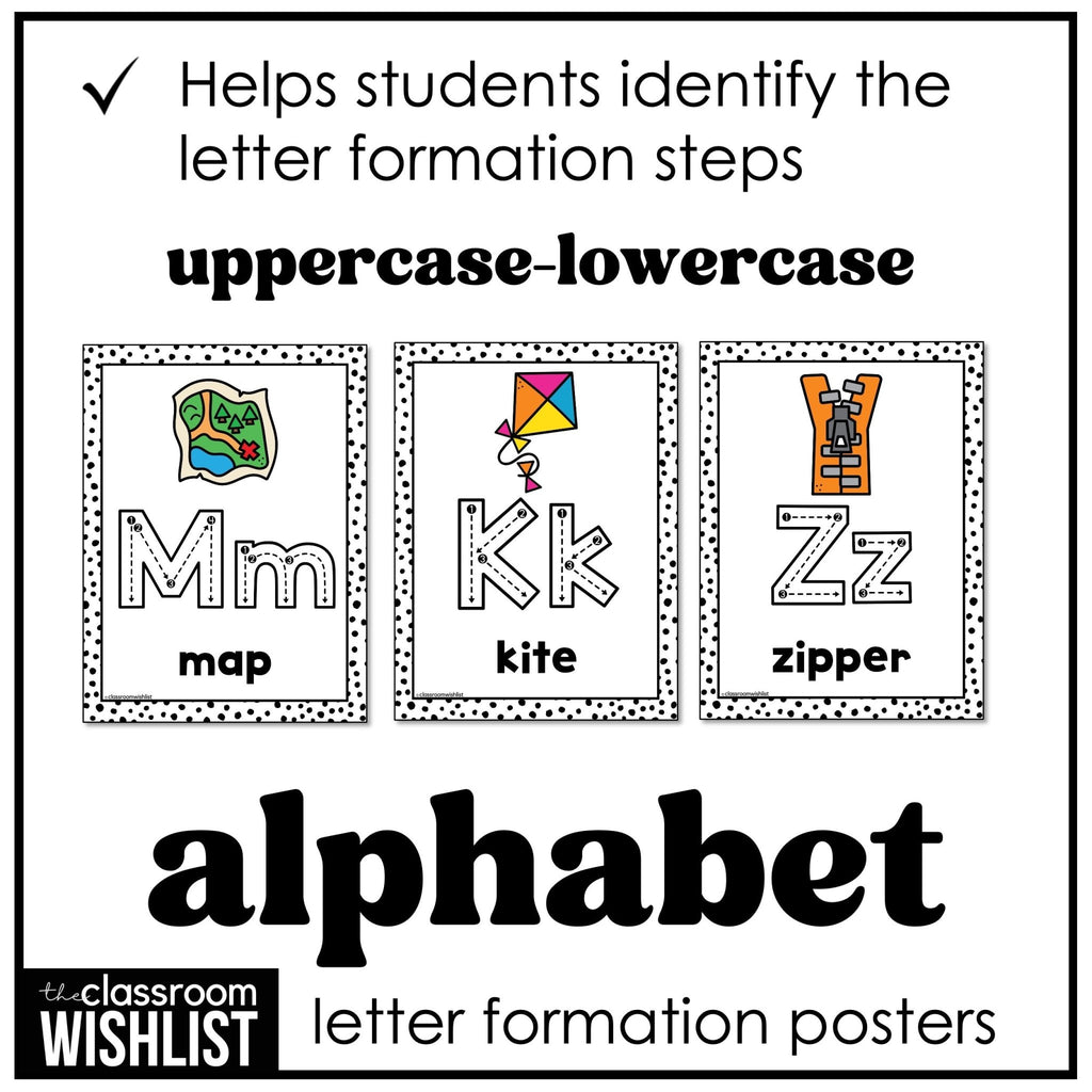 Alphabet Letter Formation Posters | Step by Step Letter Writing Classroom Decor - Hot Chocolate Teachables