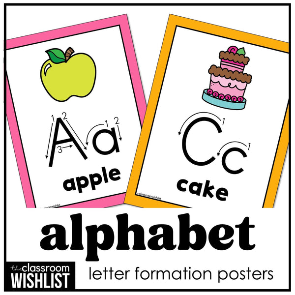 Alphabet Letter Formation Posters with numbered steps | Uppercase & Lowercase - Hot Chocolate Teachables