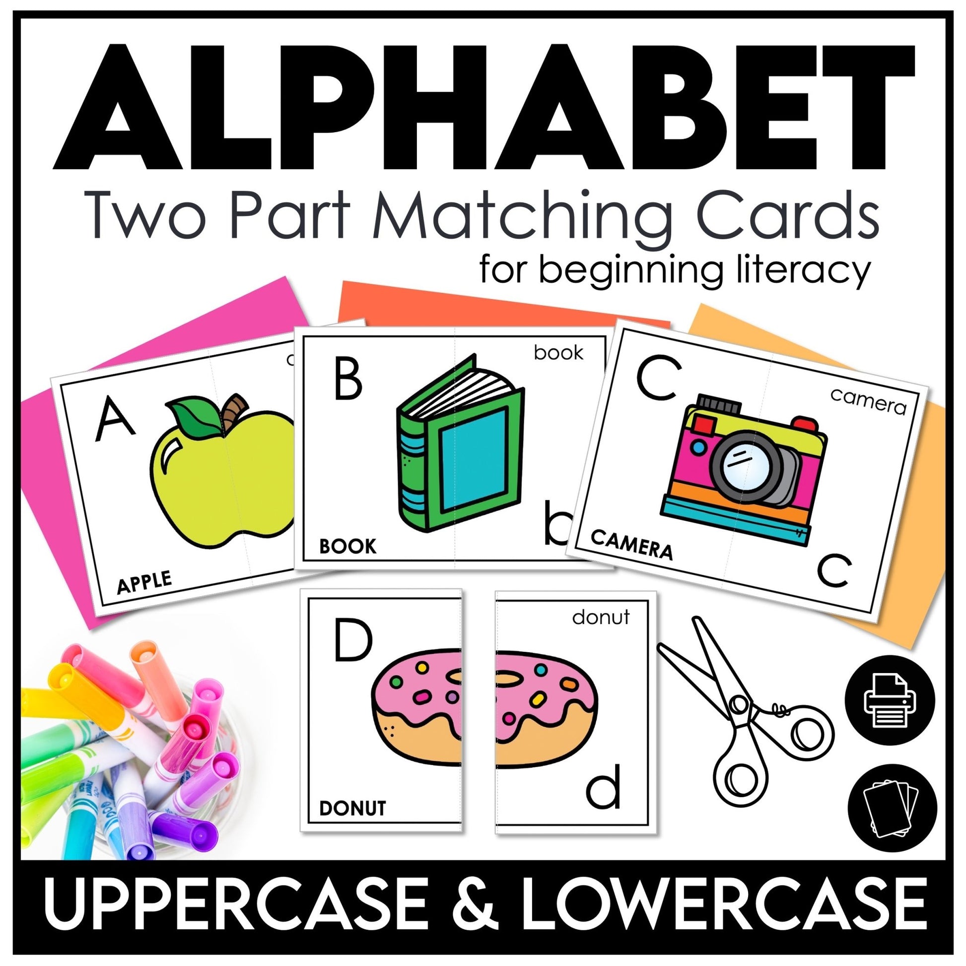 Alphabet Letter Recognition Matching Cards – Uppercase & Lowercase Letters - Hot Chocolate Teachables