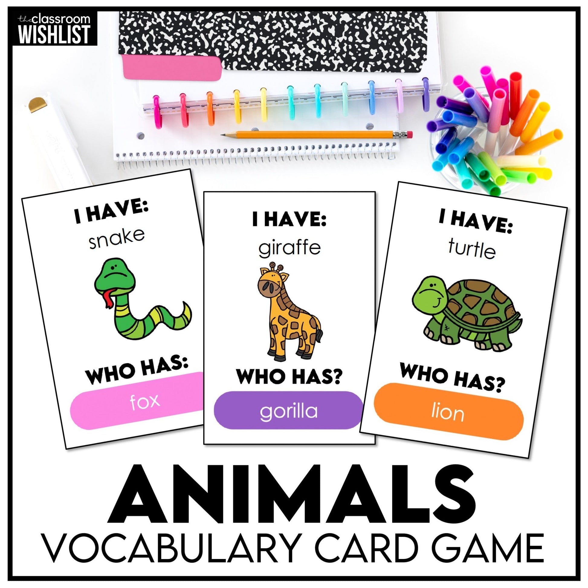 Animal "I Have, Who Has?" Card Game | Zoo, Marine, Farm Animals & Pets - Hot Chocolate Teachables