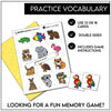 Animal Memory Game | Picture Cards | Vocabulary Matching Activity - Hot Chocolate Teachables