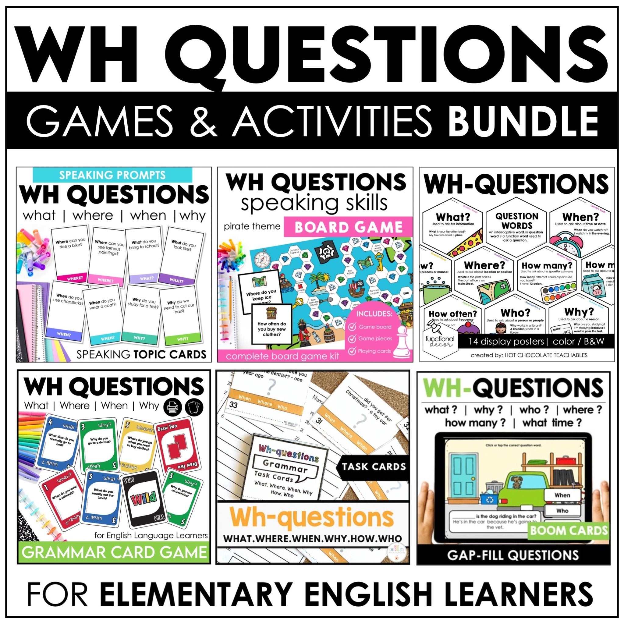 Answering WH Questions – Who, What, When, Where, Why Activities (Print & Digital, ESL) - Hot Chocolate Teachables