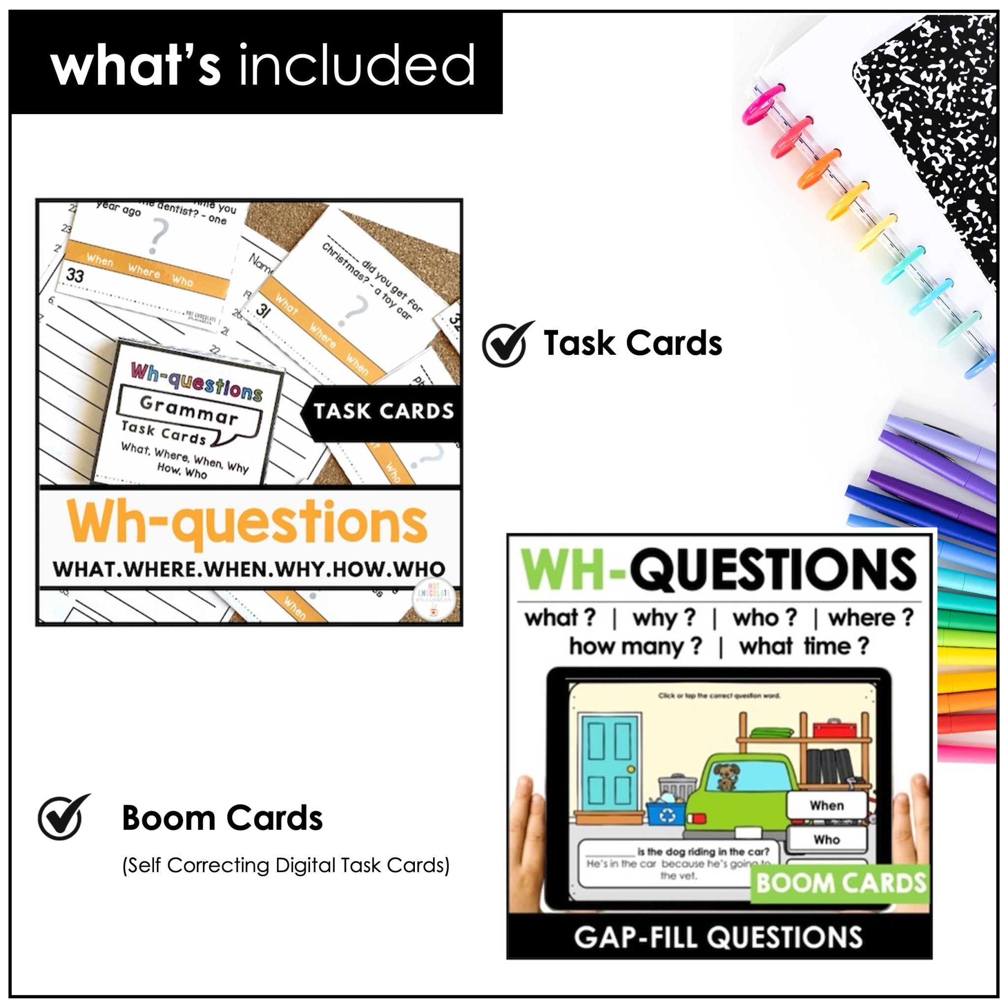 Answering WH Questions – Who, What, When, Where, Why Activities (Print & Digital, ESL) - Hot Chocolate Teachables