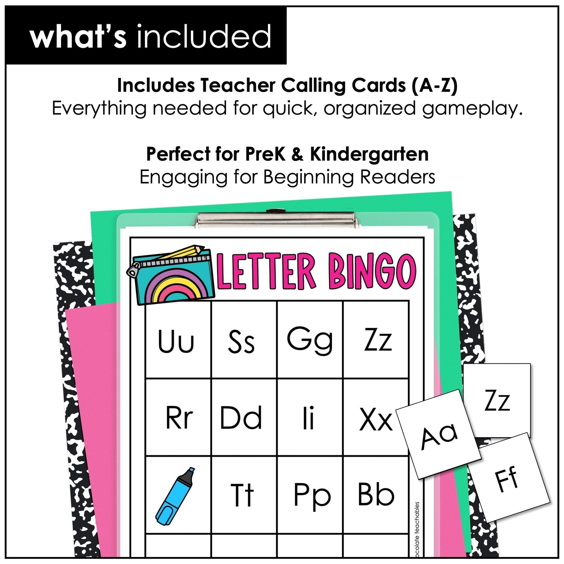 Back To School - Alphabet Letter Bingo Game for Uppercase & Lowercase Practice - Hot Chocolate Teachables