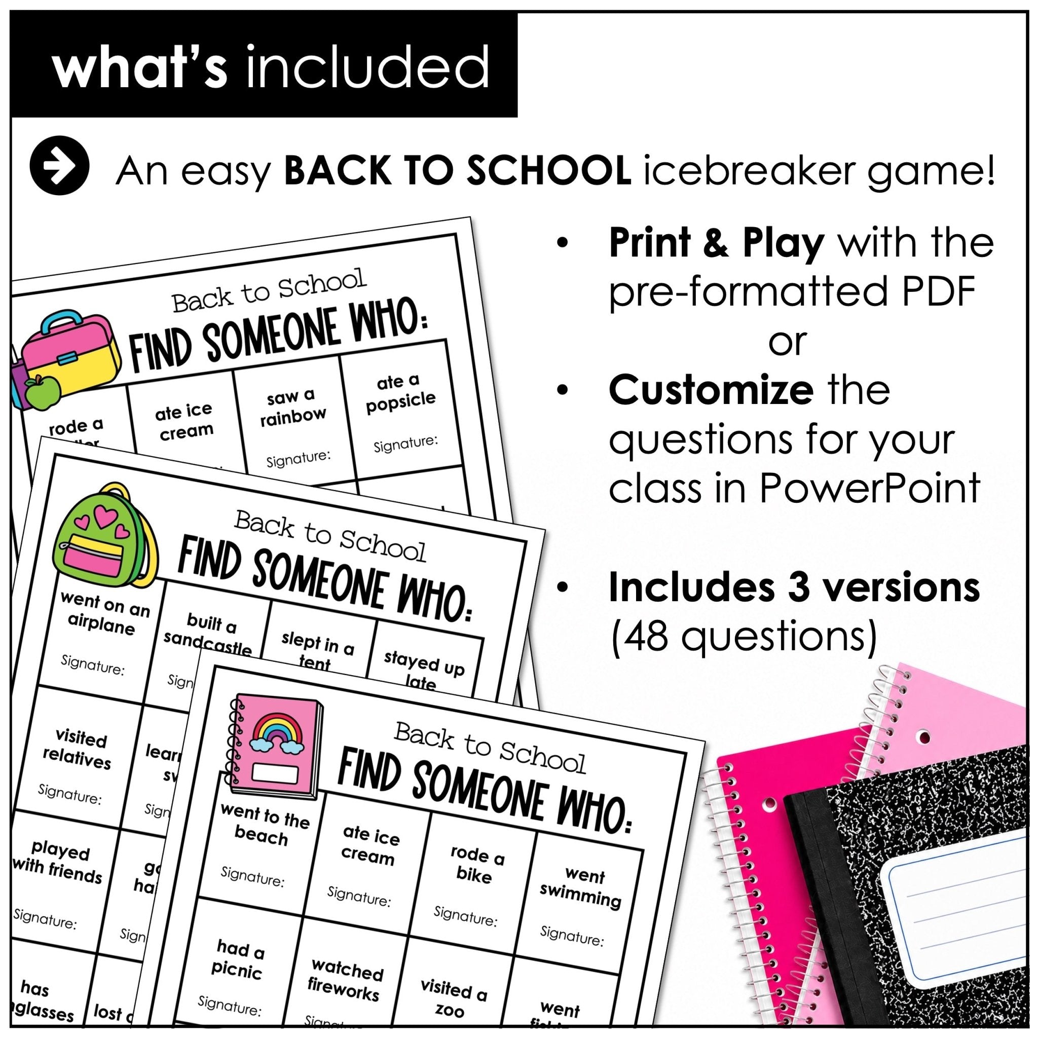 Back to School Find Someone Who | Editable Icebreaker Activity - Hot Chocolate Teachables