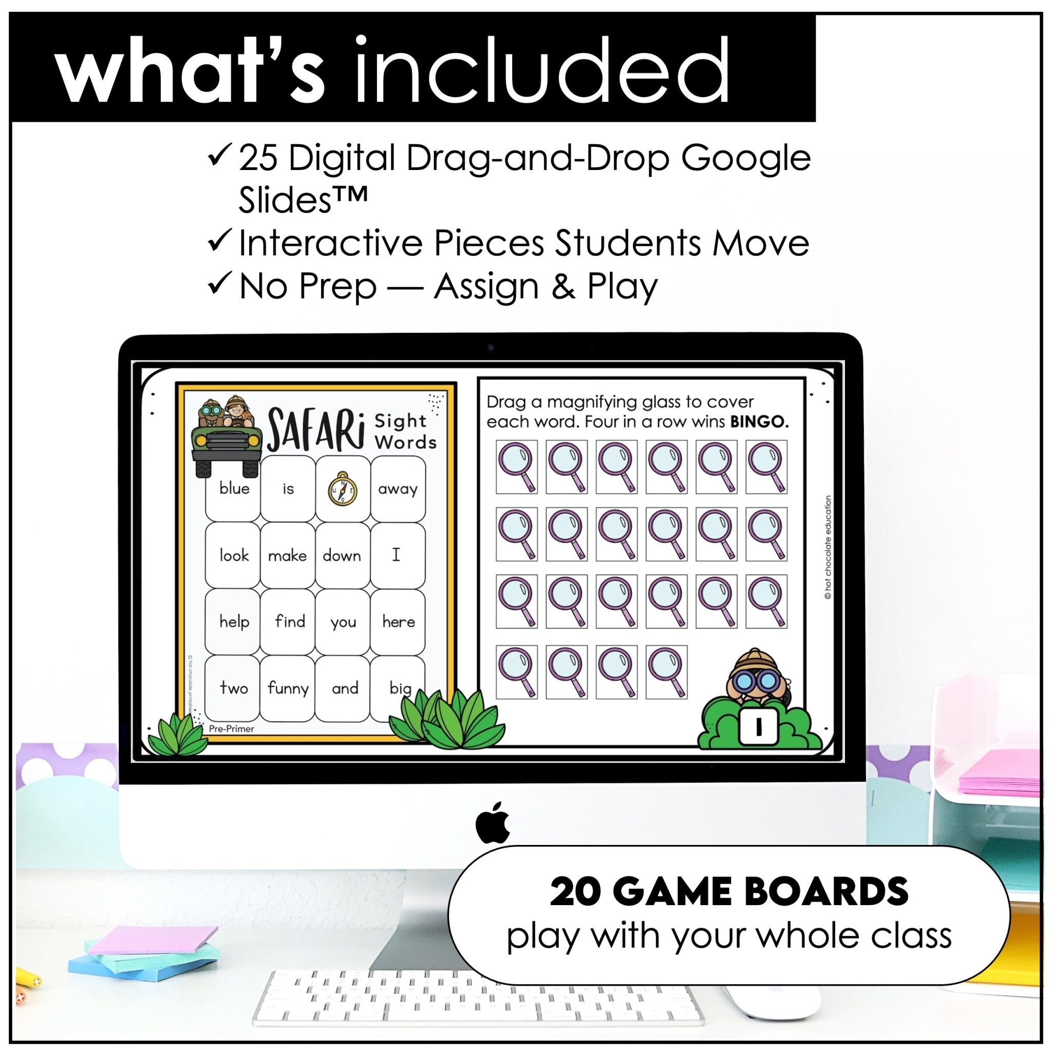 Beginning Sight Word Practice | Bingo Game ESL | Kindergarten | First Grade - Hot Chocolate Teachables