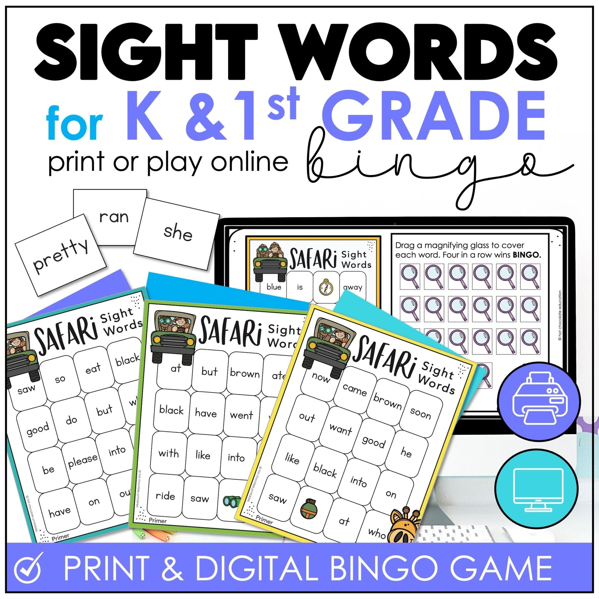 Beginning Sight Word Practice | Bingo Game ESL | Kindergarten | First Grade - Hot Chocolate Teachables