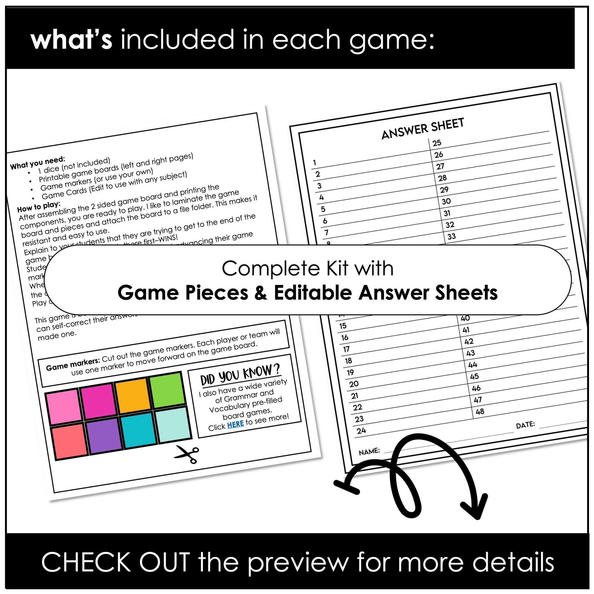 Board Game Blank Templates - Editable Playing Cards in PowerPoint - ANY SUBJECT - Hot Chocolate Teachables