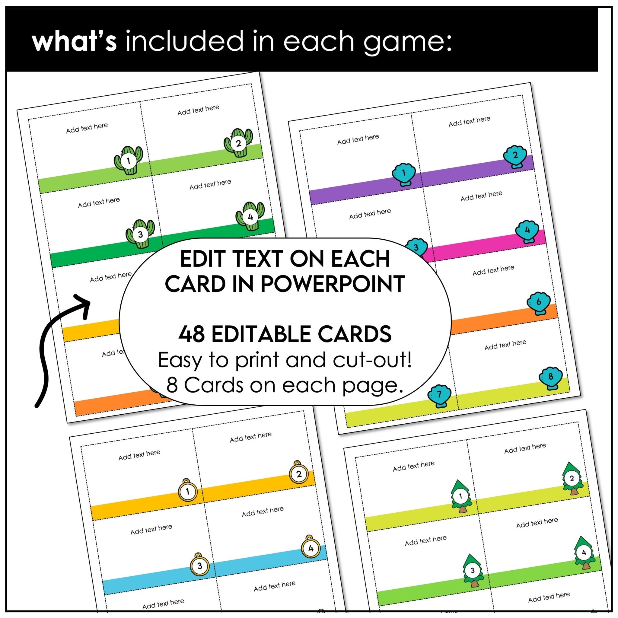 Board Game Blank Templates - Editable Playing Cards in PowerPoint - ANY SUBJECT - Hot Chocolate Teachables