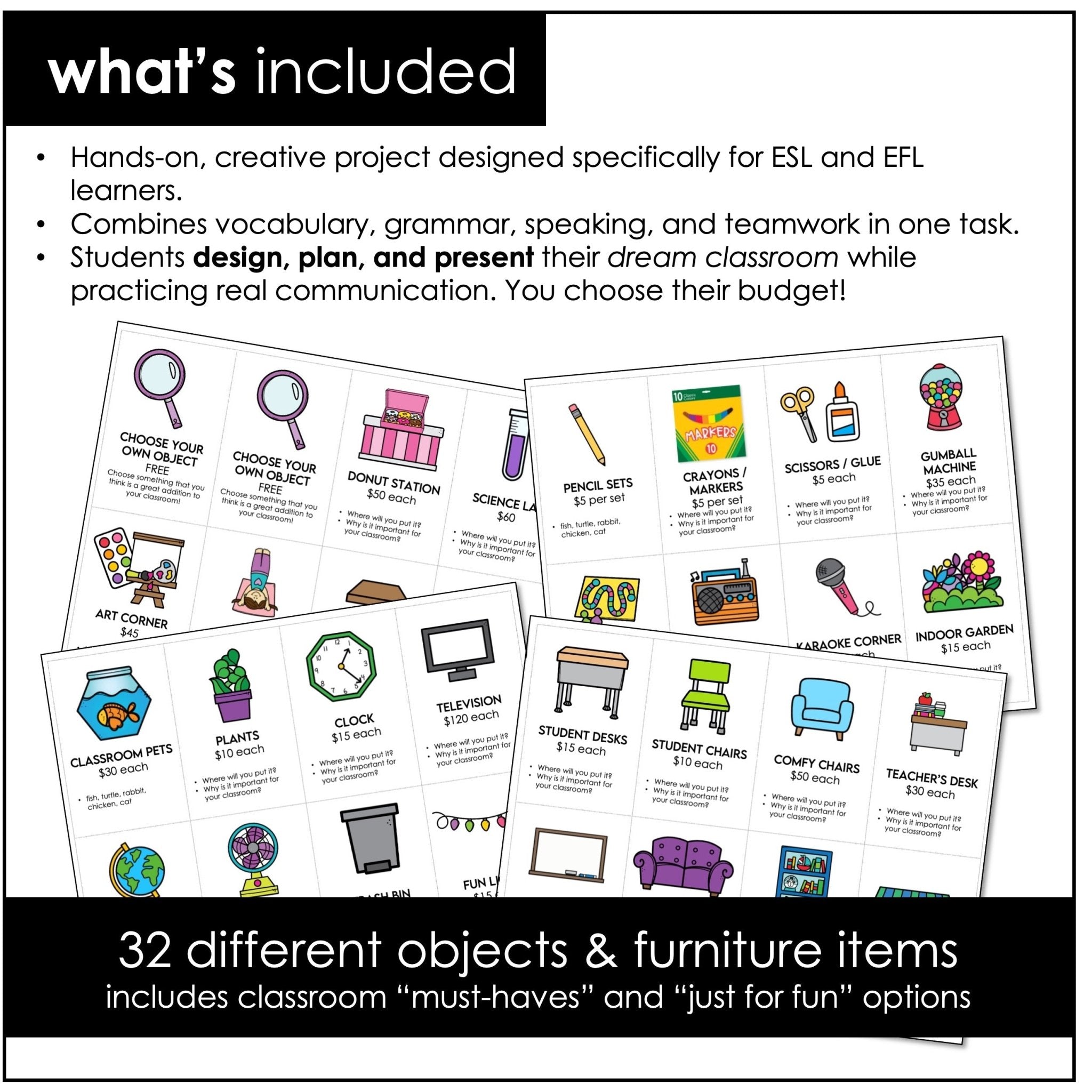 Build Your Dream Classroom – ESL Project - Based Learning & Speaking Activity - Hot Chocolate Teachables