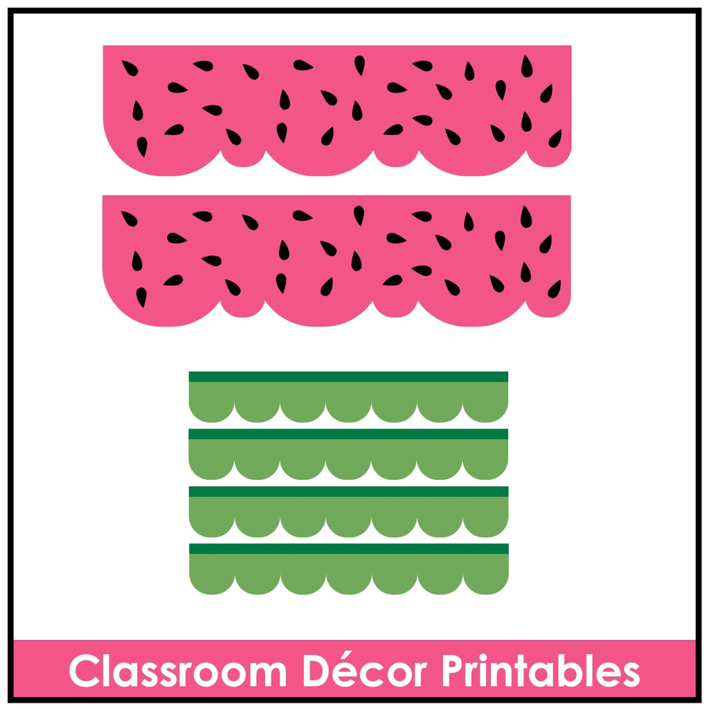 Bulletin Board Borders with Welcome Bunting - Watermelon Sugar: Pink & Green - Hot Chocolate Teachables