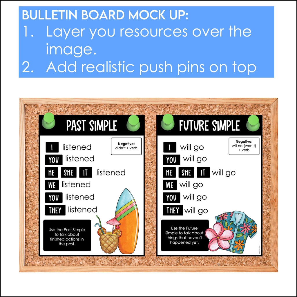 Bulletin Board Mock Up | Cork Board Image | Add your own resources for previews - Hot Chocolate Teachables