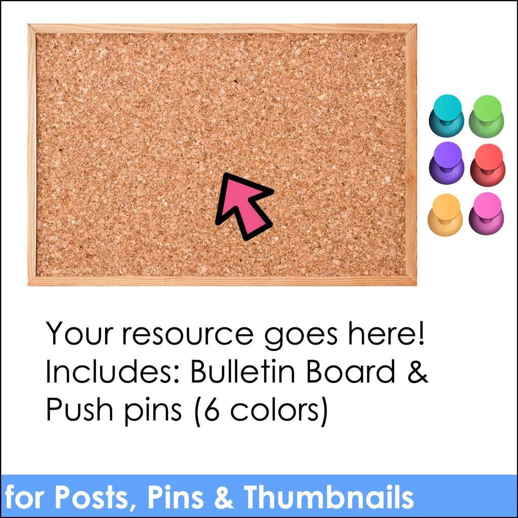 Bulletin Board Mock Up | Cork Board Image | Add your own resources for previews - Hot Chocolate Teachables