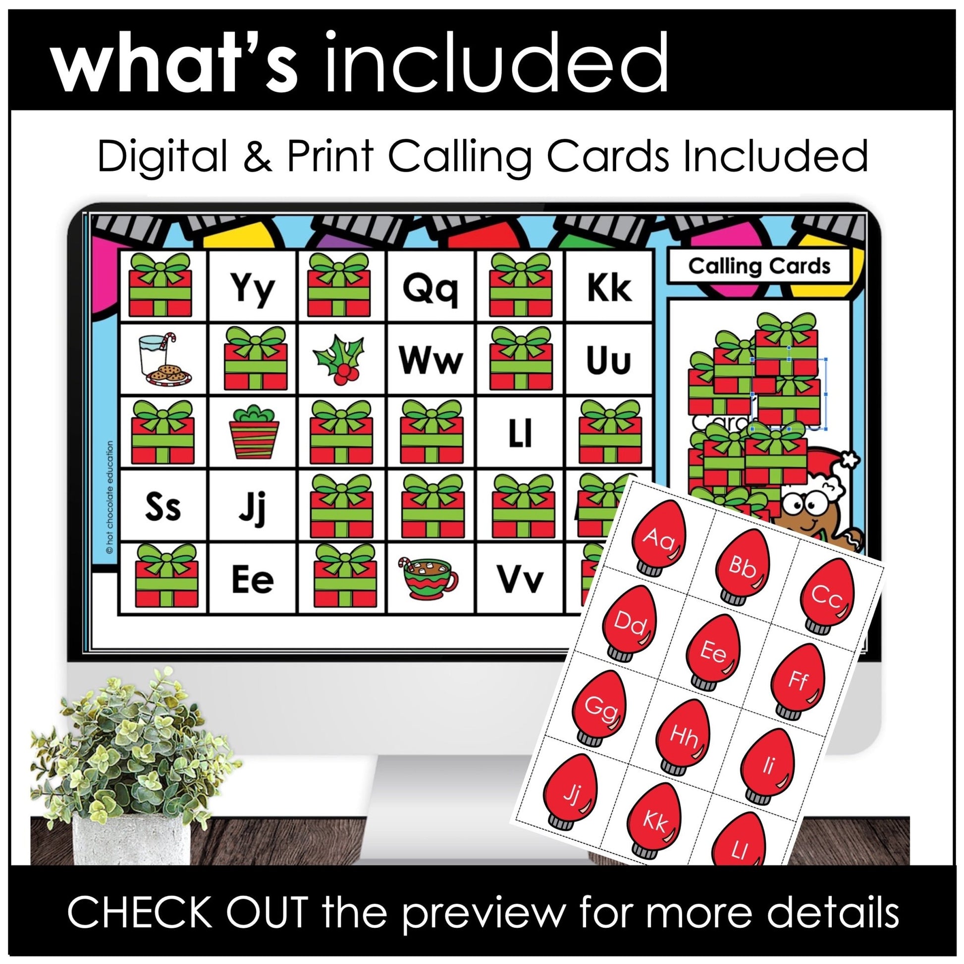 Christmas Alphabet Letter Recognition Digital Bingo Game | Google Slides™ - Hot Chocolate Teachables