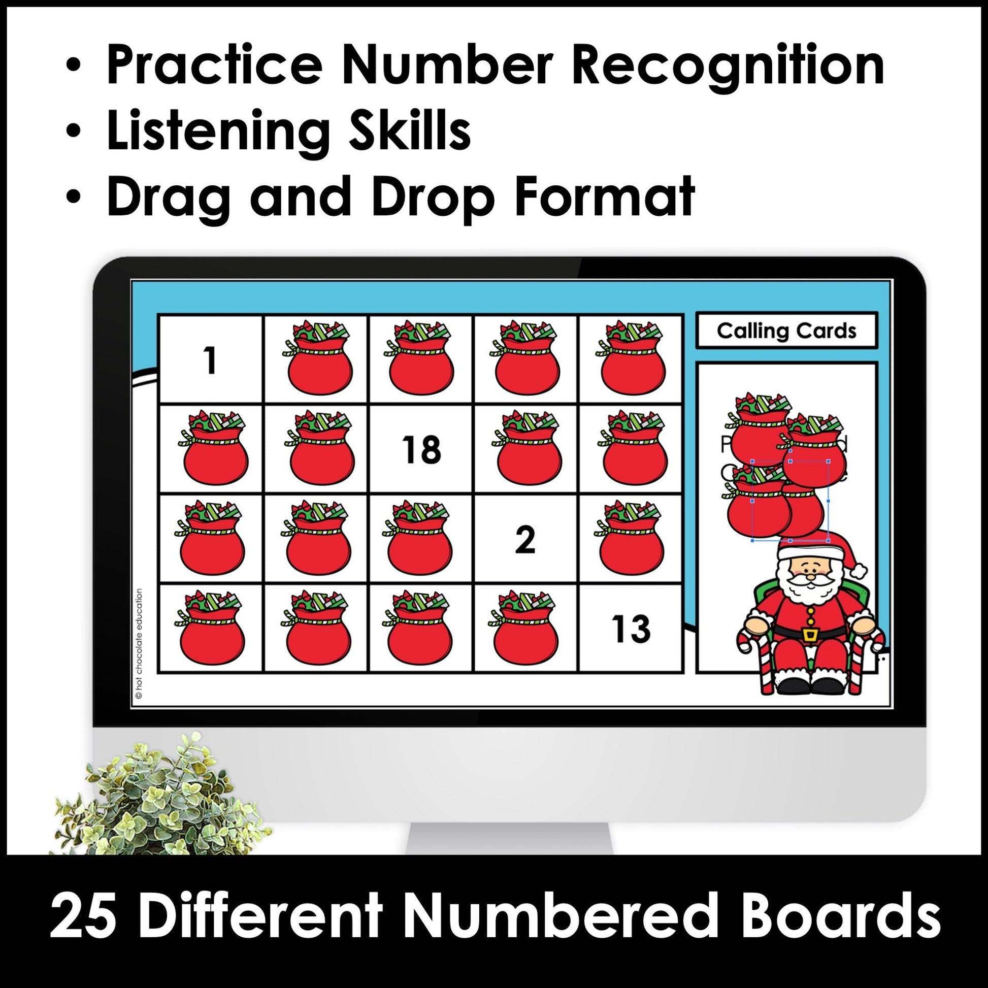 Christmas Bingo Game - Numbers from 1 to 20 | Digital Google Slides™ - Hot Chocolate Teachables
