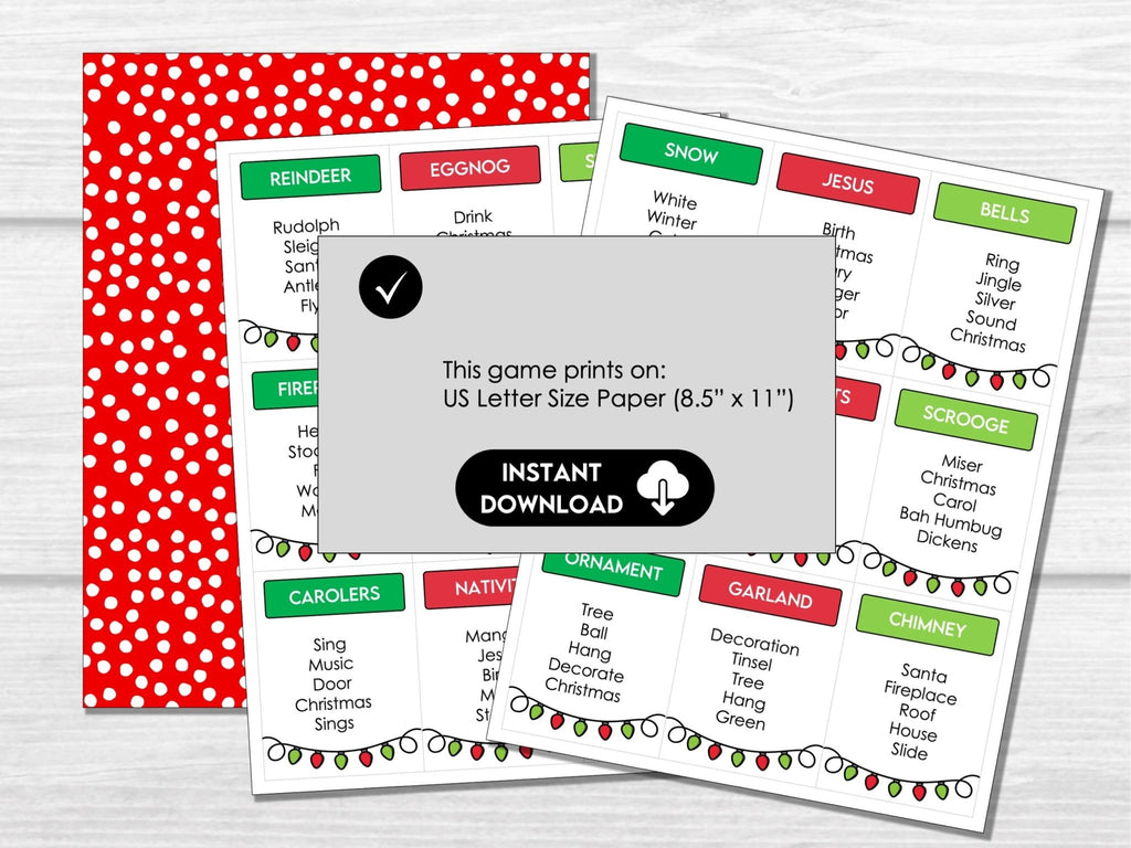 Christmas Forbidden Word Game | Holiday Guess The Word Game | Printable Christmas Party Games | Family Christmas Game, Kids & Adults - Hot Chocolate Teachables