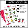 Christmas Memory Game | Picture Cards | Holiday Vocabulary Matching Activity - Hot Chocolate Teachables