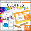 Clothes Vocabulary | Clothing CLIP CARDS for ELL - ESL - EFL - Hot Chocolate Teachables