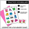 Clothing Memory Game | Picture Cards | Clothes Vocabulary Matching Activity - Hot Chocolate Teachables