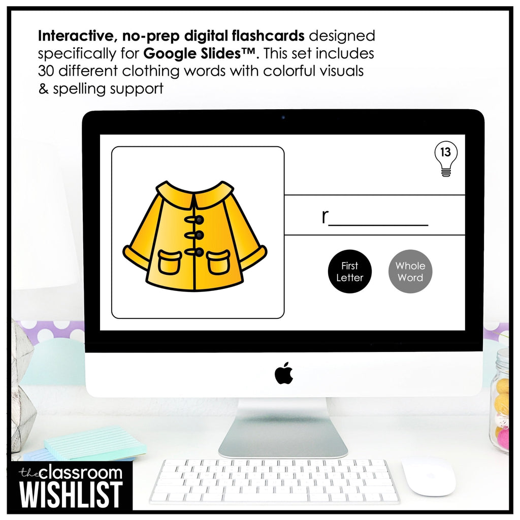 Clothing Vocabulary - Digital Flashcards & Student Picture Dictionary for ESL - Hot Chocolate Teachables