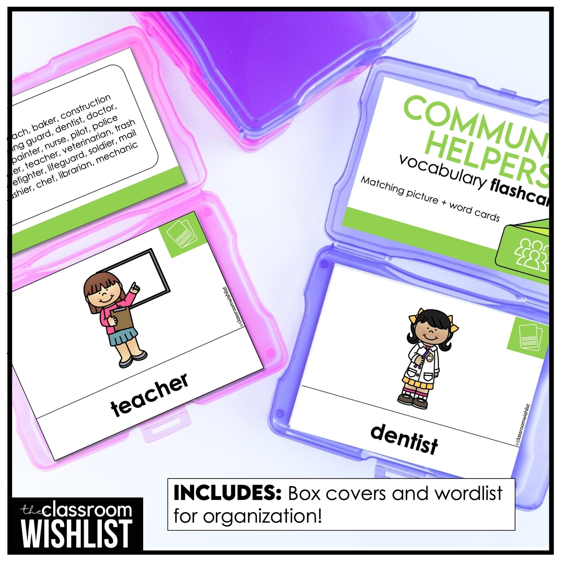 Community Helpers Flashcard Bundle | Flash Cards & Picture Dictionary ESL | ELL - Hot Chocolate Teachables