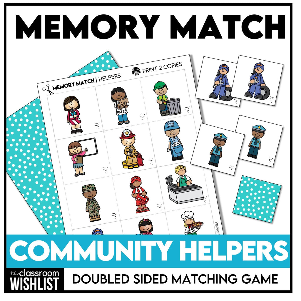 Community Helpers Memory Game | Job Vocabulary Picture Match Cards - Hot Chocolate Teachables