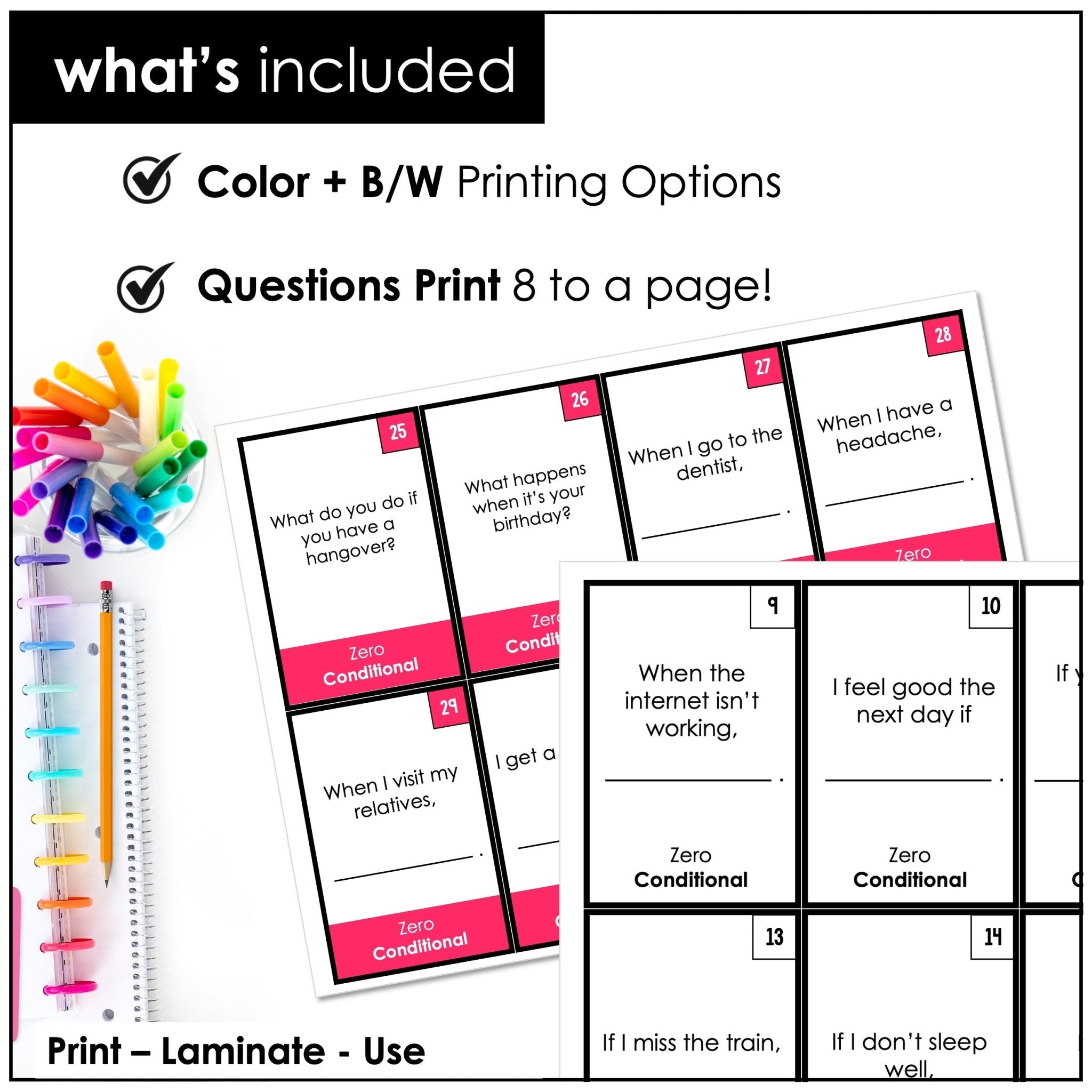 Conditional Tenses: Question Cards for Speaking Practice (Zero, 1st, 2nd, 3rd) - Hot Chocolate Teachables