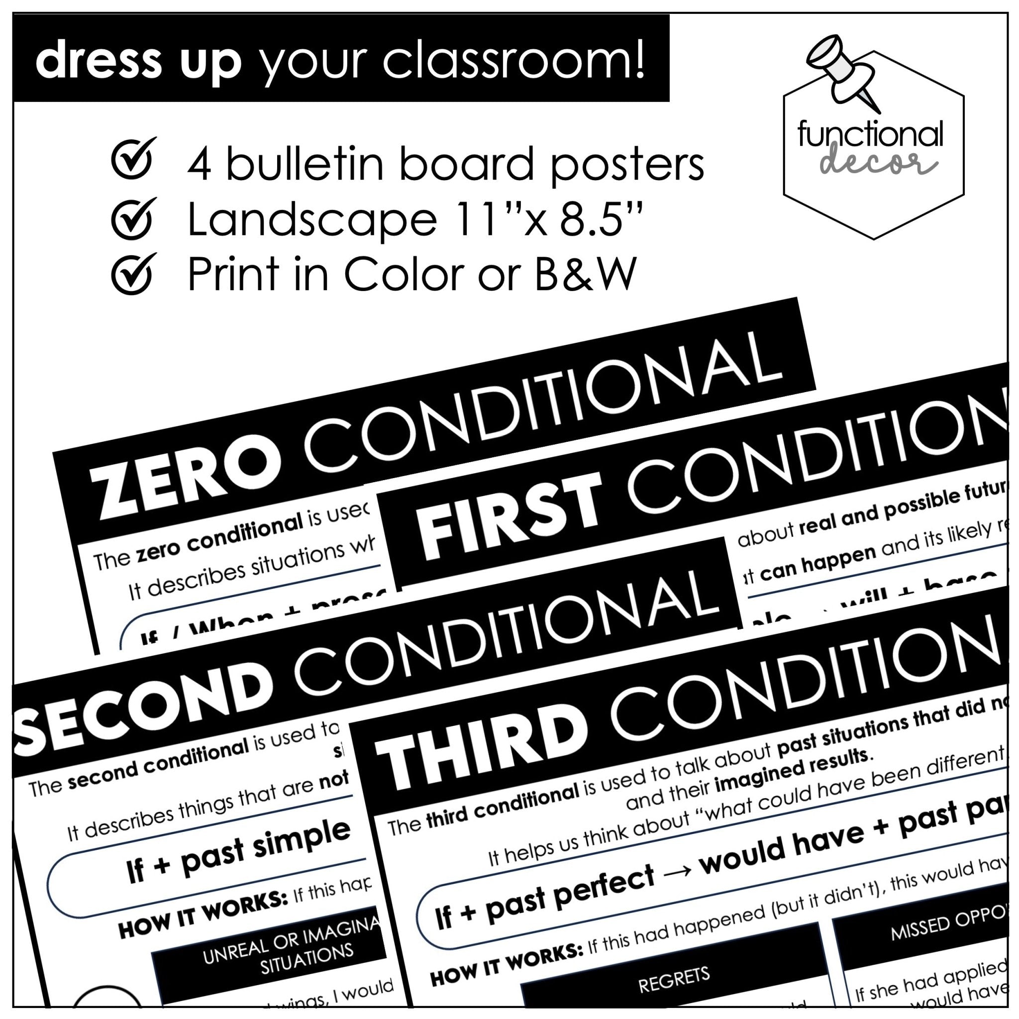 Conditionals Poster & Anchor Chart – Zero, First, Second, Third (ESL Grammar) - Hot Chocolate Teachables