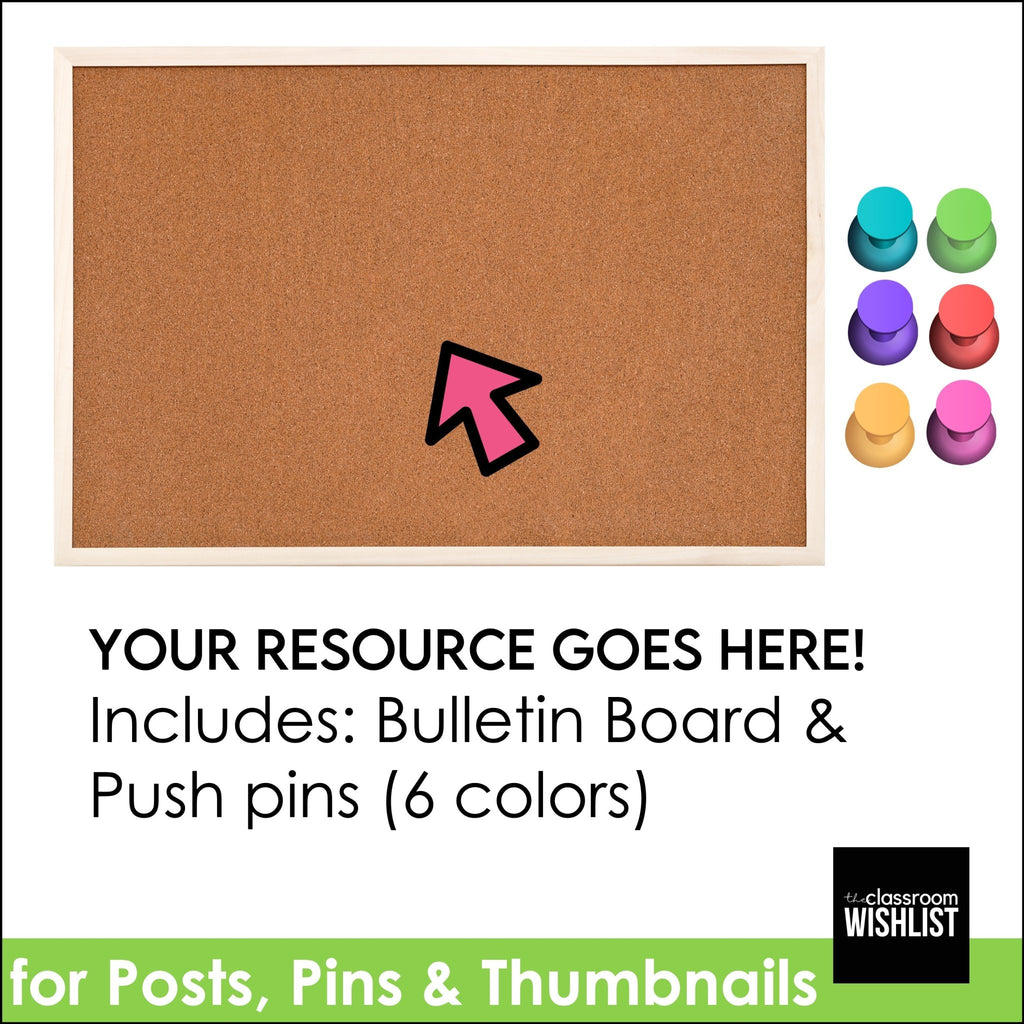 Create Your Own Bulletin Board - Mock Up with Push Pins | Add your own resources - Hot Chocolate Teachables