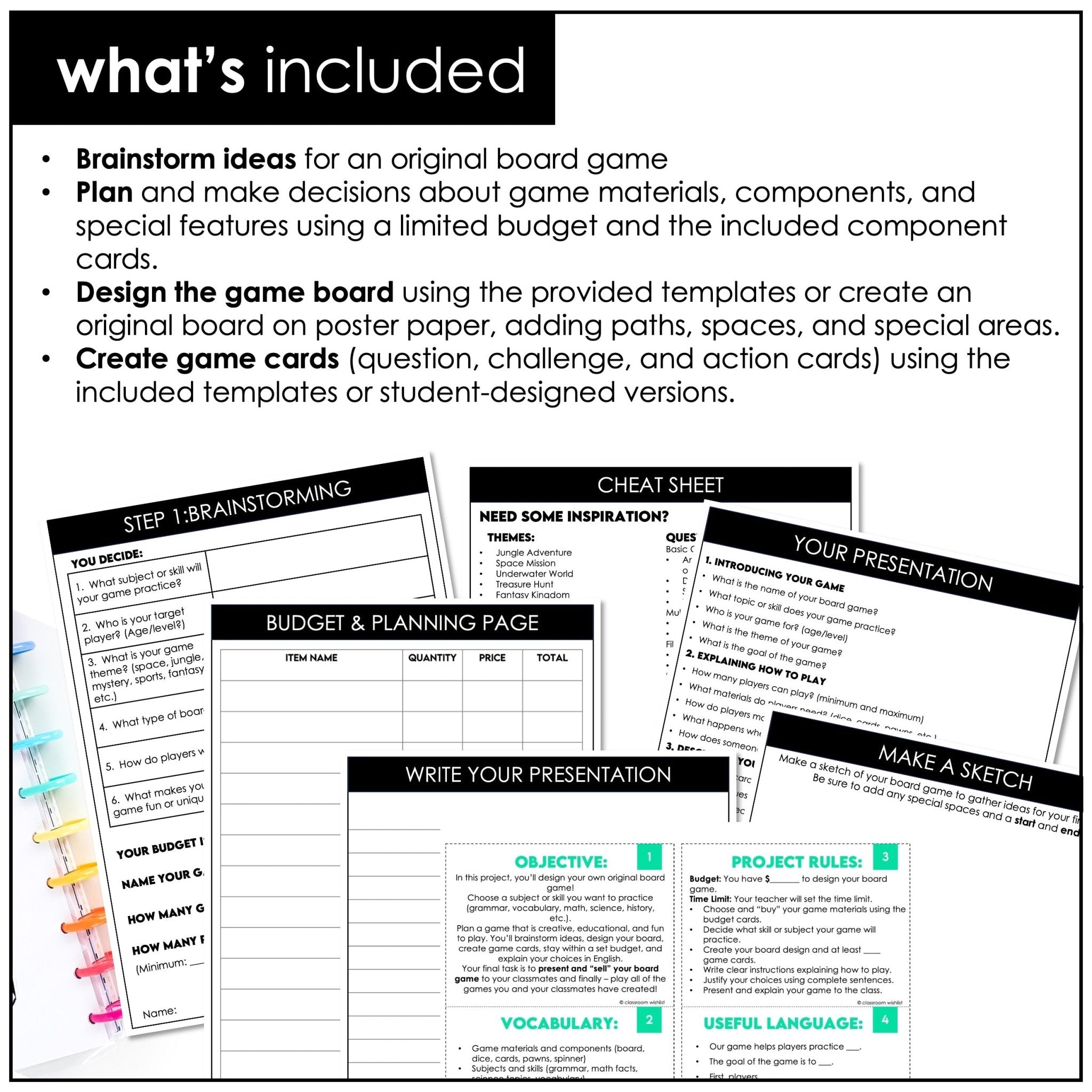 Create Your Own Educational Board Game – ESL Project - Based Learning Kit (PBL) - Hot Chocolate Teachables
