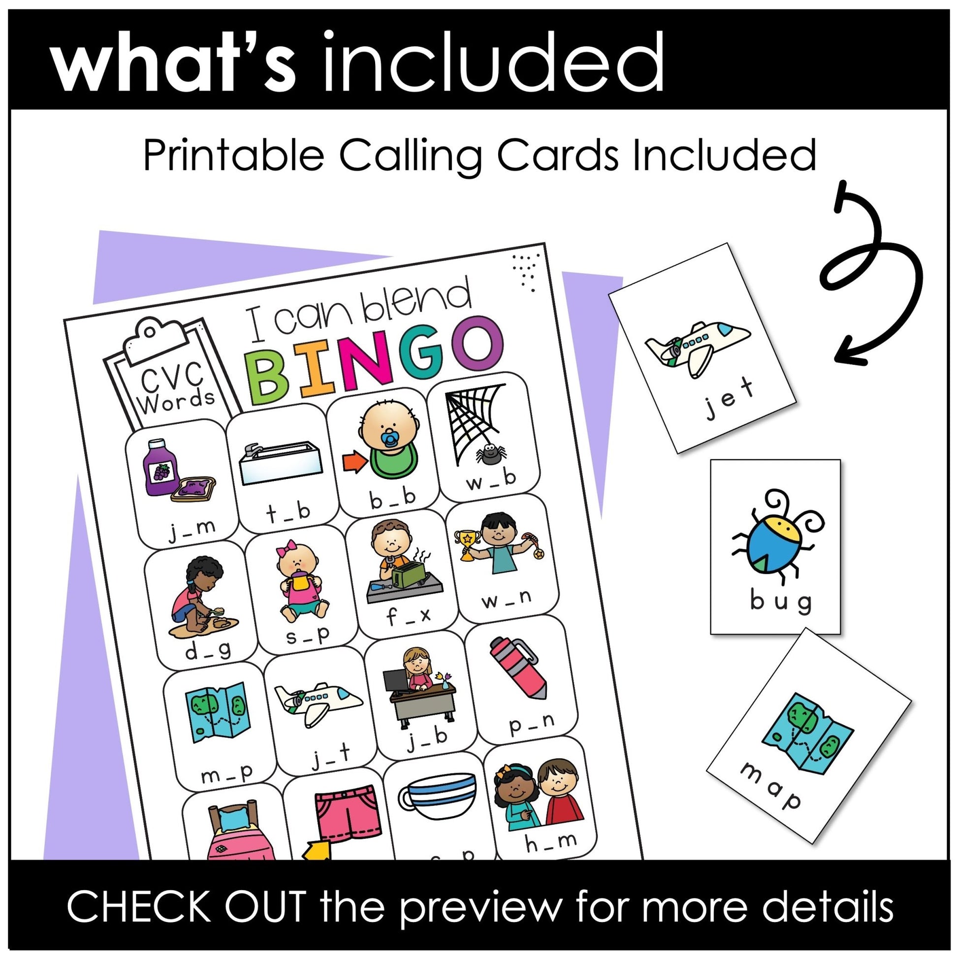 CVC WORD FLUENCY Bingo Game: Short A - E - I - O - U | Print & Digital - Hot Chocolate Teachables