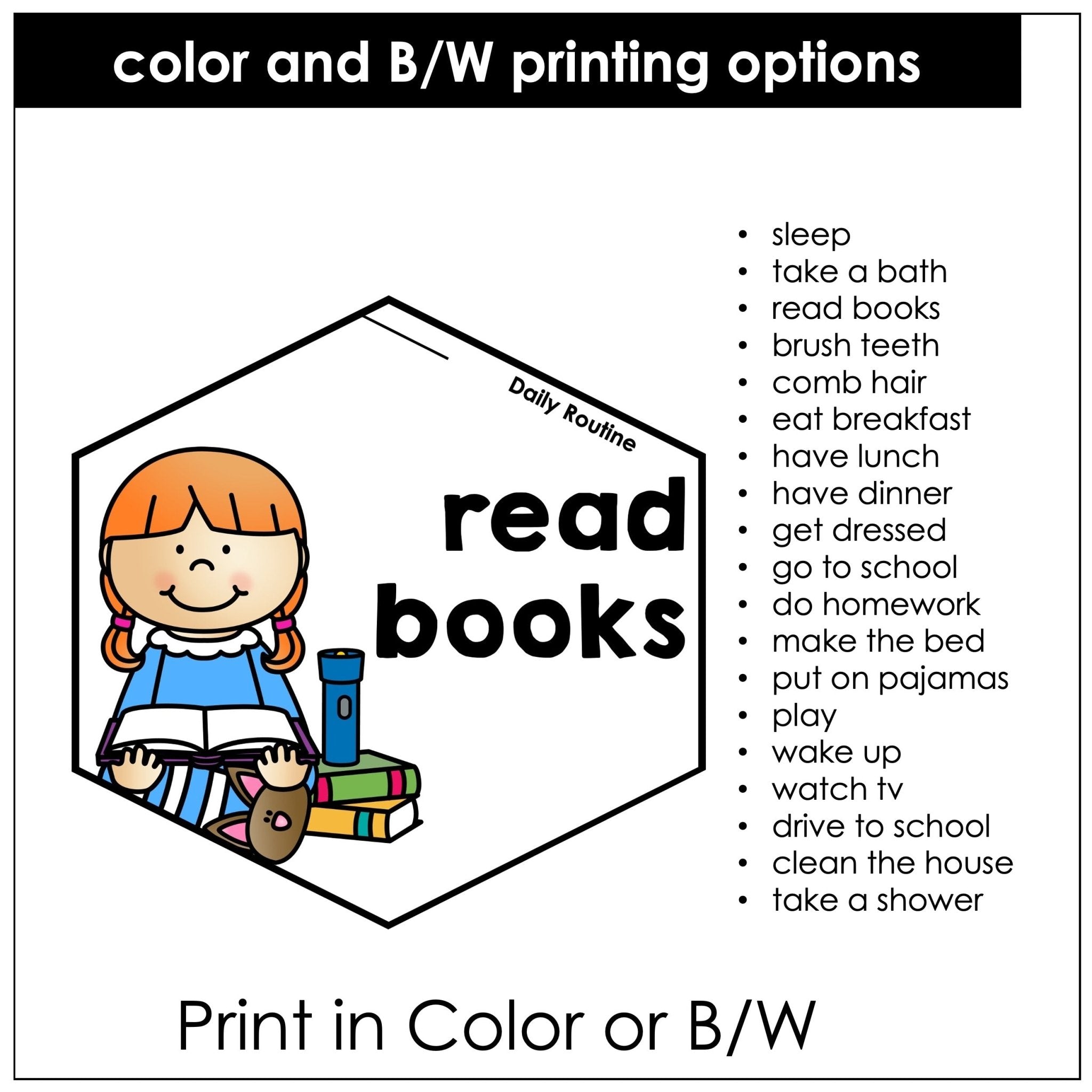 Daily Routine Vocabulary Posters – ESL/ELL Action Verbs for Present Simple - Hot Chocolate Teachables