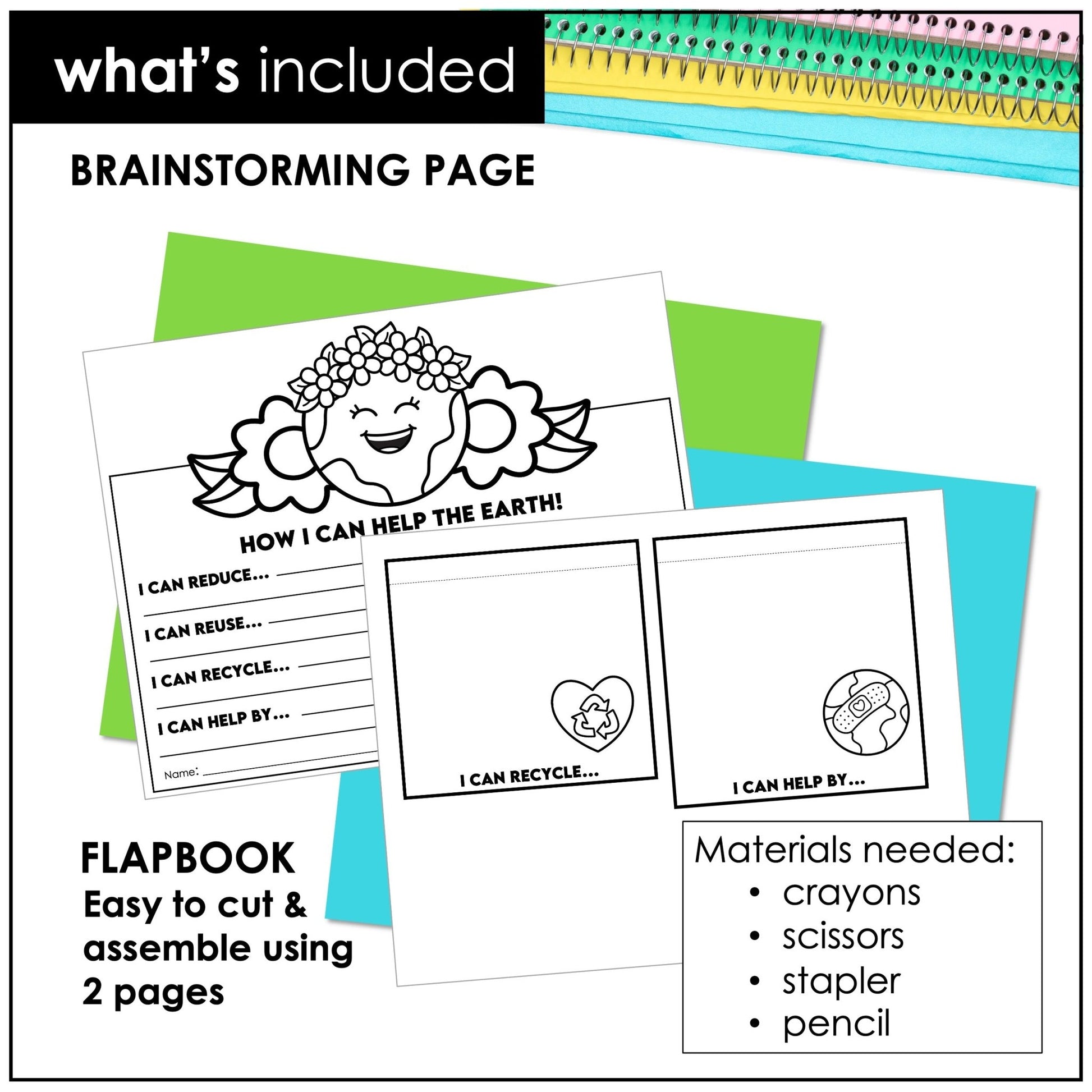 Earth Day Writing Craft – “How I Can Help the Earth” Flap Book (ESL Grades 1–4) - Hot Chocolate Teachables