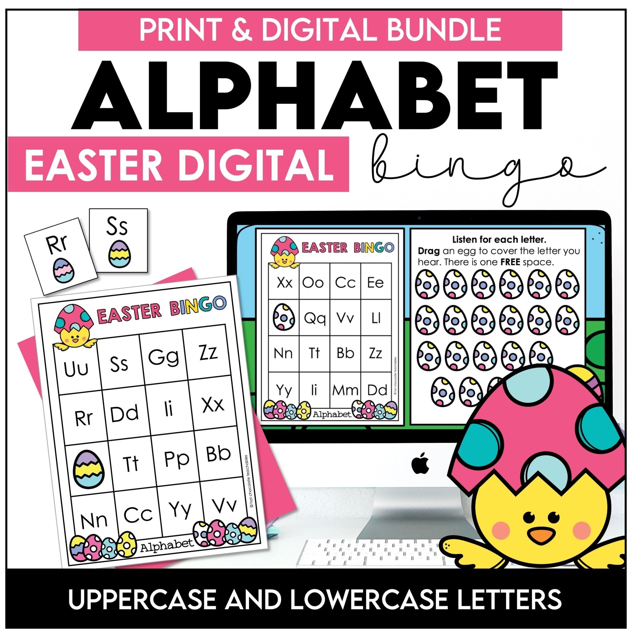 Easter Alphabet Letter Recognition Bingo – Print & Digital Bundle - Hot Chocolate Teachables