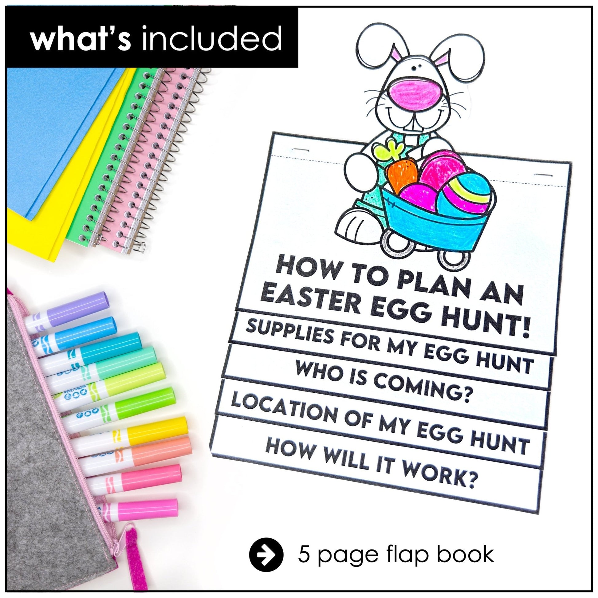 Easter Flap Book – Plan an Easter Egg Hunt Writing Craft (ESL Grades 1–2) - Hot Chocolate Teachables