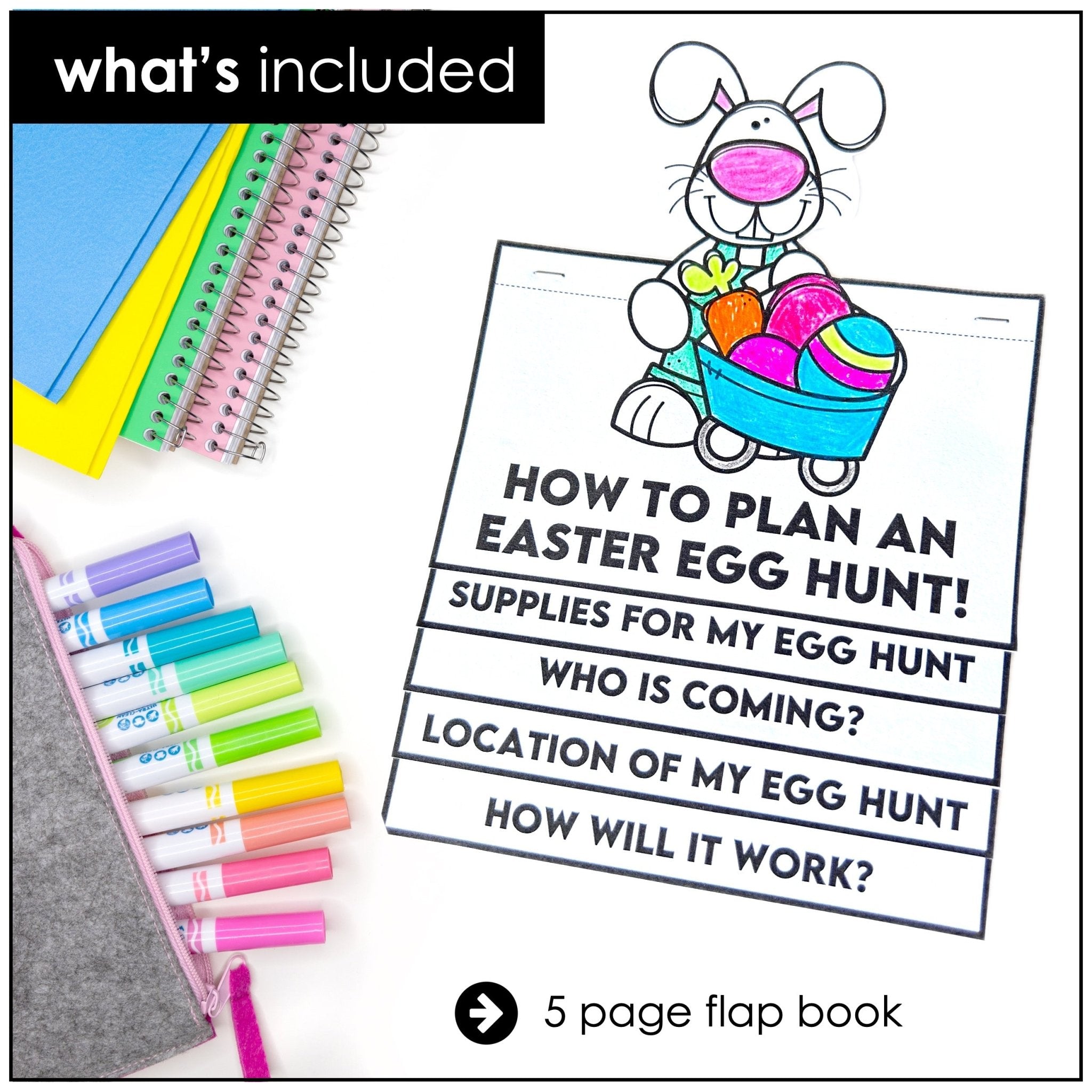 Easter Flap Book – Plan an Easter Egg Hunt Writing Craft (ESL Grades 1–2) - Hot Chocolate Teachables