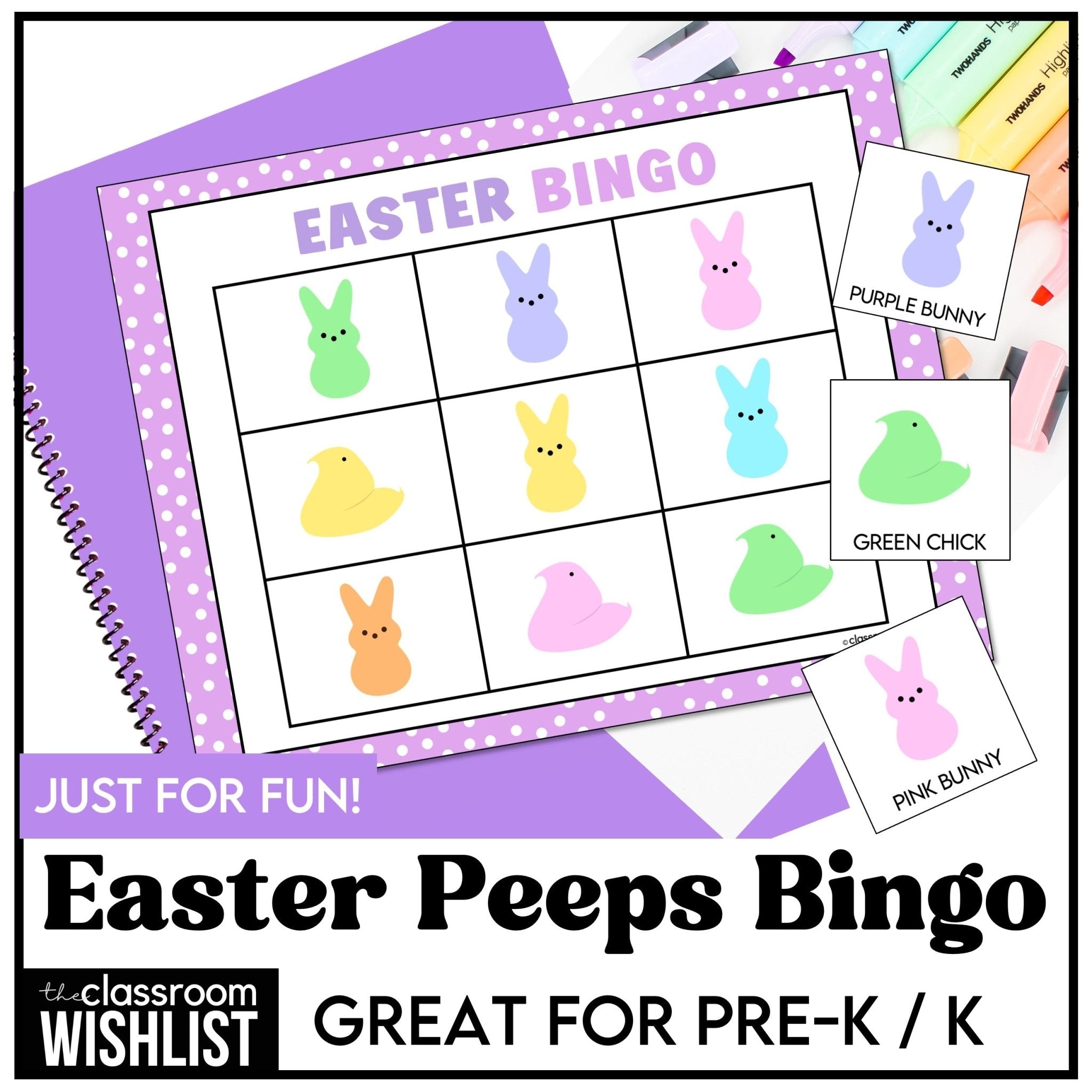 Easter Peeps Bingo Game | Color Vocabulary Activity for Preschool, Kindergarten - Hot Chocolate Teachables