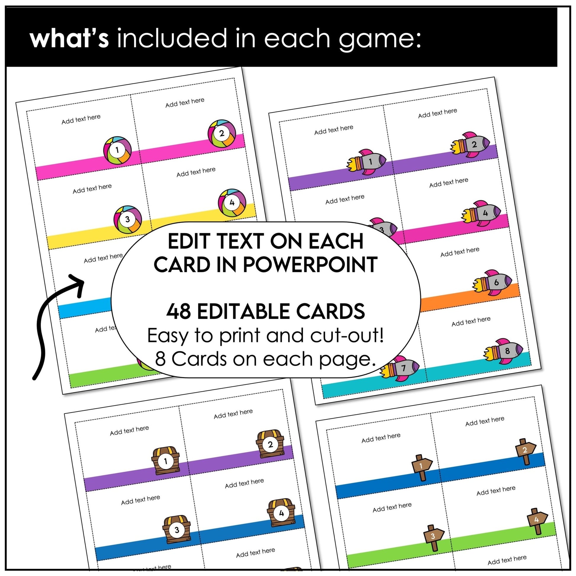 Editable Board Game Templates - Customize Blank Playing Cards in PowerPoint - Hot Chocolate Teachables